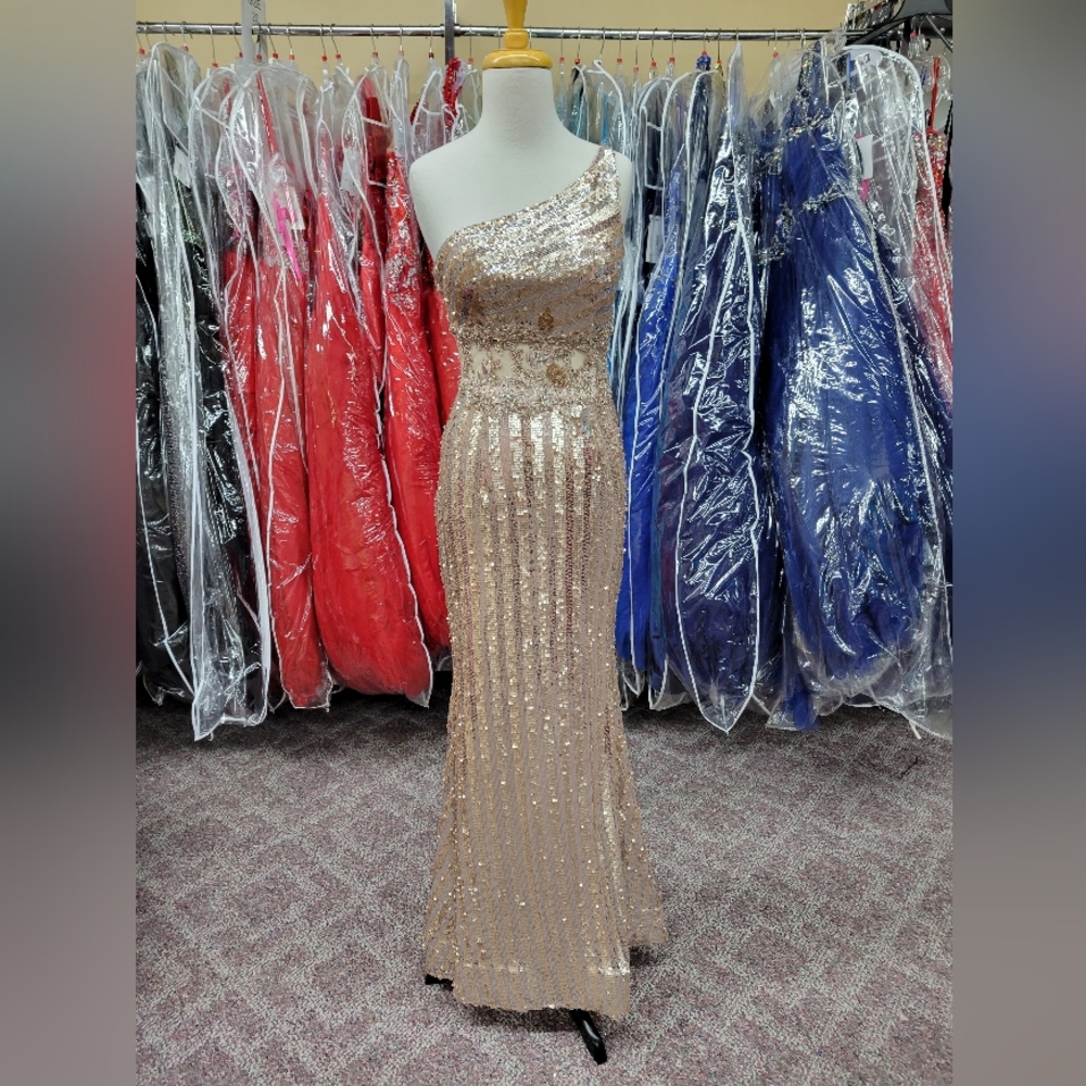 RACHEL ALLAN ROSE GOLD 2 PROM DRESS